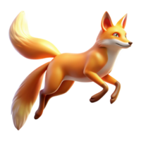 extraordinary vintage 3D Render of an Orange Fox Leaping high resolution png