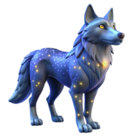 serene classic Celestial Wolf 3D Render detailed png