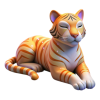 wonderful minimalist 3D Render of a Cute Sleeping Tiger high resolution png