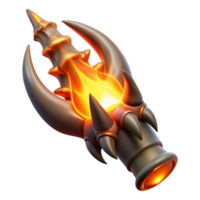 impressive rustic Fiery 3D Render of Fantasy Weapon premium png