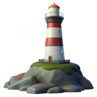 elegant classic Cartoon Lighthouse 3D Render high resolution png