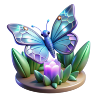 extraordinary contemporary 3D Render of a Butterfly on Flower high resolution png