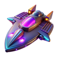 impressive minimalist Neon Spaceship 3D Render authentic png