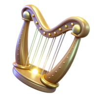 magnificent classic Golden Harp 3D Render authentic png