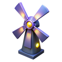 vibrant abstract 3D Render Glowing Windmill Illustration premium png