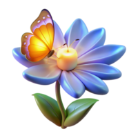 magnificent abstract 3D Render of Butterfly on Luminous Flower high quality png