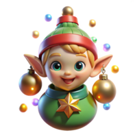 beautiful rustic Smiling Christmas Elf 3D Render original png