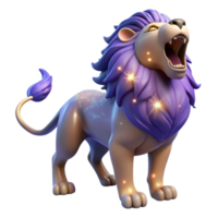 dramatic modern Majestic 3D Lion Illustration with Purple Mane authentic png
