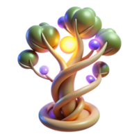 serene abstract 3D Render Abstract Tree, Twisted Branches, Glowing Orb professional png
