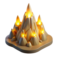 vibrant abstract 3D Mountain Peak Illustration with Glowing Flames premium png