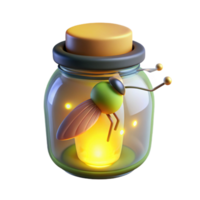 beautiful abstract 3D Render Firefly in Jar high quality png