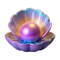 extraordinary rustic Iridescent Pearl in Shell 3D Render premium png