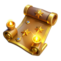 extraordinary rustic Golden Scroll 3D Render high resolution png