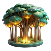 serene abstract Glowing Mushroom Forest 3D Render genuine png