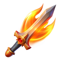 vibrant rustic Fiery Sword Illustration A Blazing Weapon Design premium png