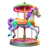 serene classic Whimsical Carousel Unicorn 3D Render high resolution png