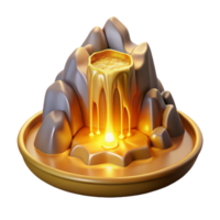 impressive abstract Golden Liquid Waterfall 3D Render detailed png