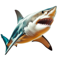 Ferocious great white shark with sharp teeth powerful fins and a streamlined body png