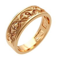Ornate gold ring with intricate filigree patterns and embedded gemstones for a luxurious design png