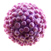 Microscopic view of a purple virus particle with a spiky spherical surface png