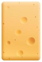 A piece of smoked cheese cross section texture isolated on white vertical background graphic illustration. vector