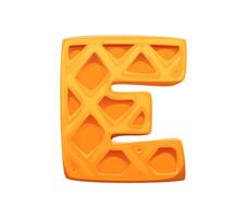 Fast food belgian waffle ABC font typeset letter E vector