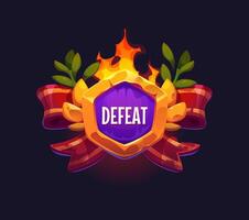 Defeat game badge for fail or level not complete vector