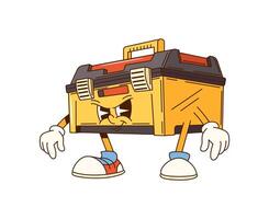 Groovy toolbox cartoon character, repair DIY tool vector