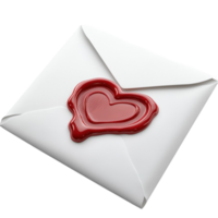 Sealed white envelope with a red wax heart stamp conveying a romantic message png