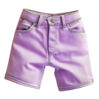 Trendy lavender denim shorts with a button closure and a folded hem png