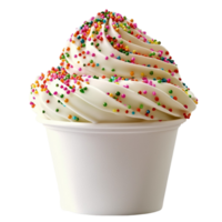 Swirl of vanilla softserve ice cream topped with colorful sprinkles png