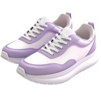 Stylish purple and white sneakers with a lightweight design and cushioned soles png