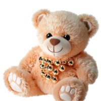 Soft plush teddy bear with shiny beaded eyes and a warm inviting smile png