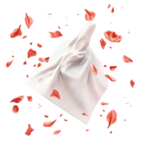 White Cloth with Red Petals Falling png