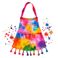Colorful Apron with Paint Splatters and Tassels png