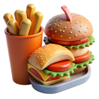 3D Render Fast Food Item Transparency Background png