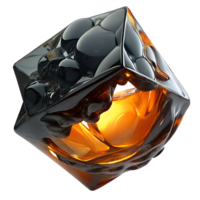 Crystal abstraction 3D in the air is dark and orange glow on transparent background png