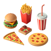 Fast Food Icon 3D Render Isolated On Transparency Background png