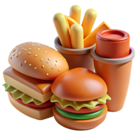 3D Render Fast Food Item Isolated On Transparency Background png