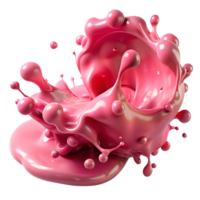 3D pink ink blot or splash ink splatters with dynamic movement isolated on transparent background png