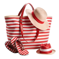 Red and white large tote bag isolated on trasparent background png