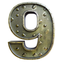 Metal Number 6 Isolated on Transparent Background 3D Render png