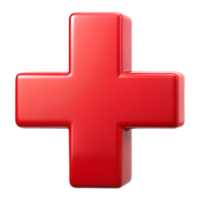 3D Render Red Plus Icon Isolated On Transparent Background png