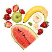 Fresh Fruits and vegetables love shape on transparency background png