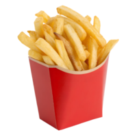 American French fries in a red box on transparency background png