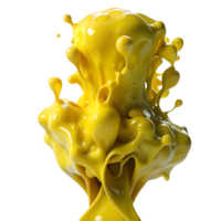 3D Render Yellow liquid splash isolated on transparency background png