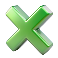 3D Render Green Cross Mark On Transparent Background png