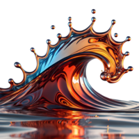 Fluid metallic splash forming an abstract wave isolated on transparency background png