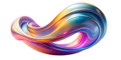 3D Render Colorful swirly liquid with a pearlescent sheen isolated on transparency background png