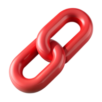 Red Link 3D glossy icon isolated on transparent background png